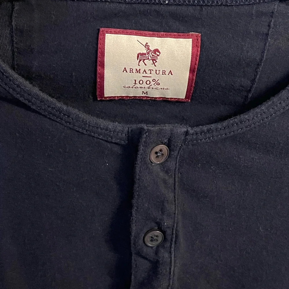 ARMATURA Henley Shirt Men’s Navy Blue Long Sleeved Size Medium - Picture 4 of 5